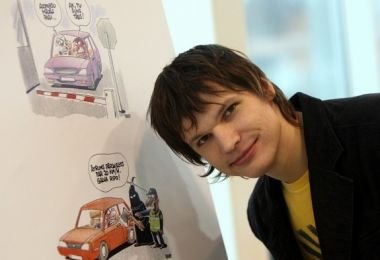 Atklāj karikatūrista Gata Šļūkas izstādi