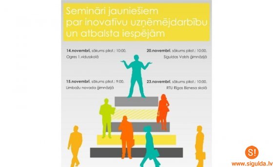 Semināri jauniešiem par inovatīvu uzņēmējdarbību un atbalsta iespējām