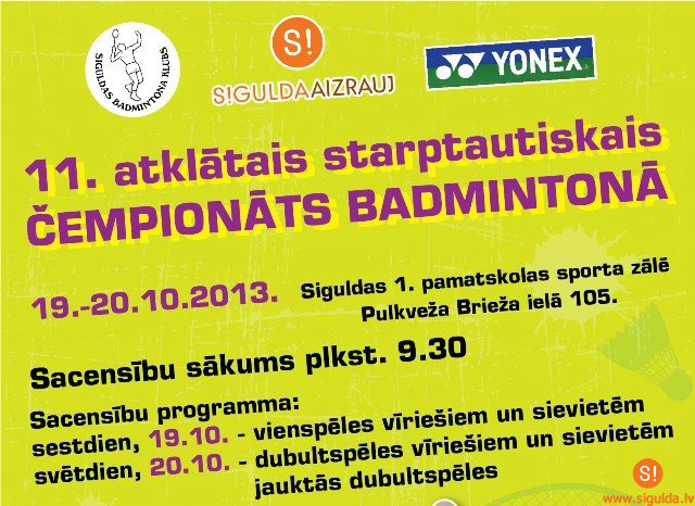 Brīvdienās notiks starptautisks čempionāts badmintonā