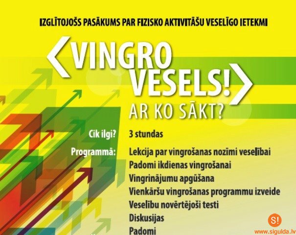 Aicina uz izglītojošu pasākumu „Vingro vesels”