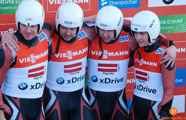 Latvijas komandai sudraba medaļa komandu stafetē kamaniņu sportā