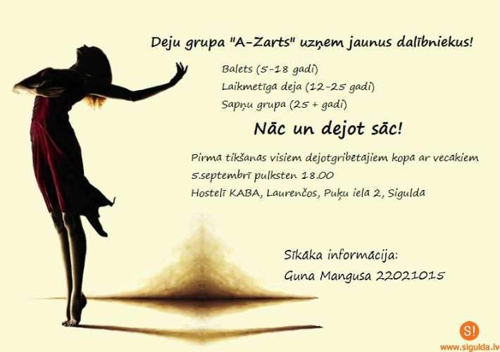 Nodarbības atsāk deju grupa “A‑Zarts”