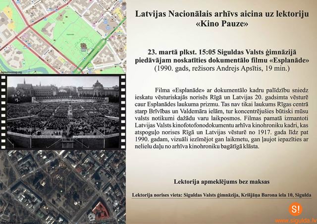 Latvijas Nacionālais arhīvs aicina uz lektoriju „Kino Pauze” ģimnāzijā