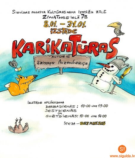 Siguldas pagasta Kultūras namā būs apskatāma karikatūru izstāde