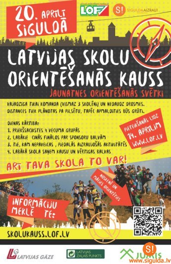 Siguldā notiks Latvijas skolu orientēšanās kauss
