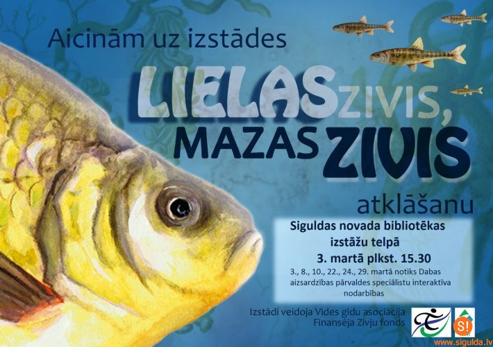Izstāde „Lielas zivis, mazas zivis” Siguldas novada bibliotēkā