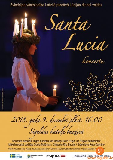 Nedēļas nogalē notiks koncerts „Santa Lucia”