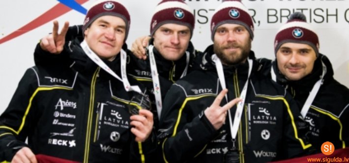 Latvijas bobslejisti izcīna sudraba medaļas pasaules čempionātā