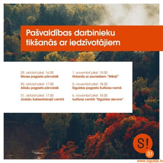 Šonedēļ iedzīvotāju tikšanās ar pašvaldības darbiniekiem notiks Siguldas pagastā un pilsētā