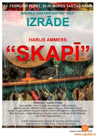 Mores pagastā uzstāsies Mālpils amatierteātris “Vēji” ar lugu “Skapī”