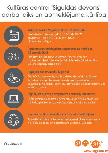 Kultūras centrs “Siguldas devons” no 26. maija būs atvērts apmeklētājiem