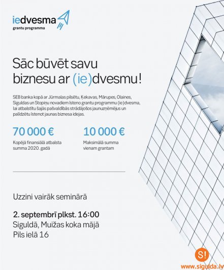 Notiks informatīvs seminārs dalībai grantu programmā “(ie)dvesma”
