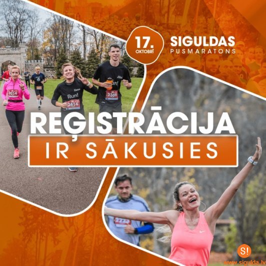 Turpinās pieteikšanās Siguldas 10. pusmaratonam “Skrienam Siguldā”