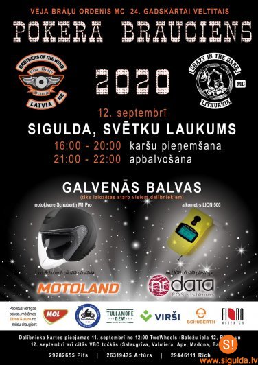 Siguldā notiks Vēja brāļu ordeņa motociklu brauciens