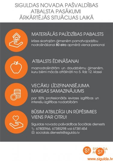 Pašvaldībā pieejamais atbalsts novadniekiem ārkārtējās situācijas laikā