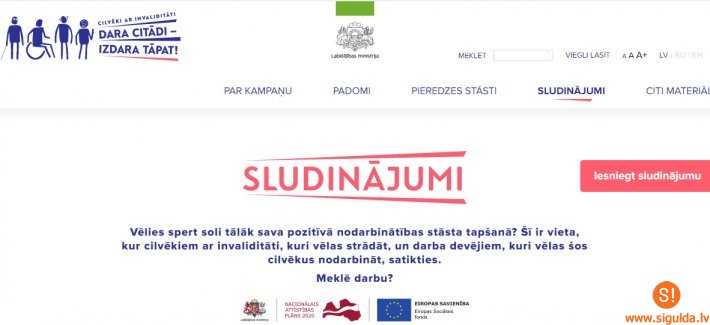 Labklājības ministrija izveido darba sludinājumu vietni cilvēkiem ar invaliditāti