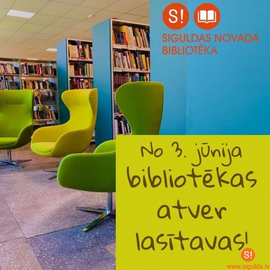 Bibliotēkas no 3. jūnija apmeklētājiem atver lasītavas