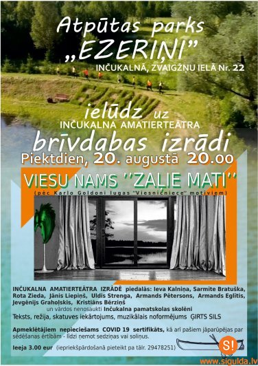 Atcelta 20. augusta Inčukalna amatierteātra izrāde “Zaļie mati”