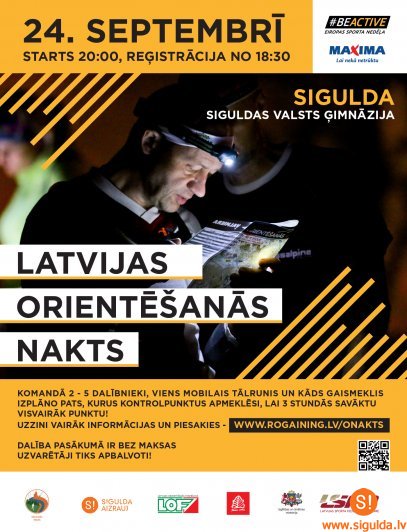 24. septembrī Siguldā notiks Latvijas Orientēšanās nakts