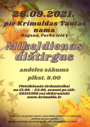 26. septembrī Raganā notiks Miķeļdienas dižtirgus