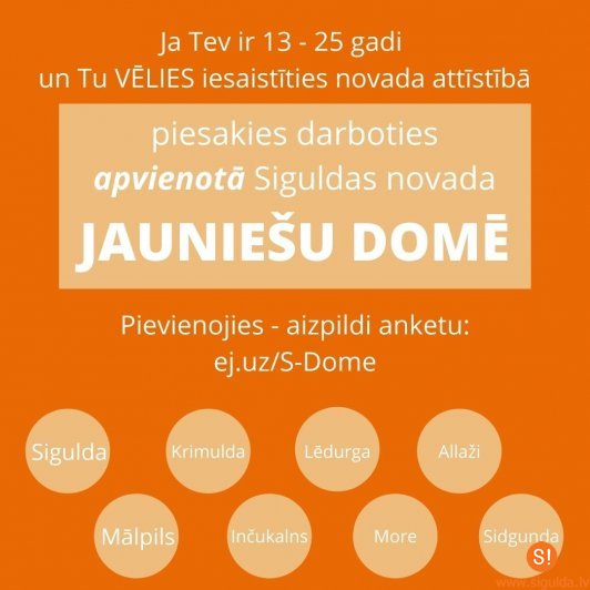 Izveidota Siguldas novada jauniešu dome
