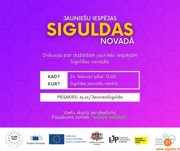 Jaunieši aicināti piedalīties diskusijā par iespējām Siguldas novadā