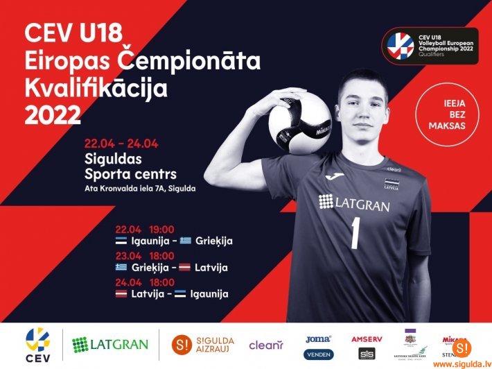 Siguldā norisināsies U‑18 Eiropas čempionāta kvalifikācijas turnīrs volejbolā