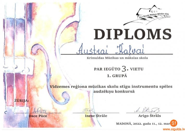 Krimuldas Mūzikas un mākslas skolas audzēkņiem panākumi konkursā