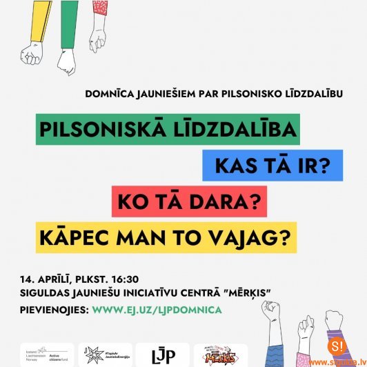 Aicina jauniešus piedalīties pilsoniskās līdzdalības domnīcā Siguldā