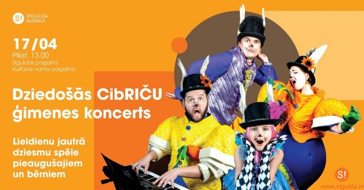 Dziedošās zaķu Cibriču ģimenes koncerts Siguldas pagasta Kultūras centra pagalmā