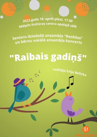Aicina uz bērnu vokālā un senioru vokālā ansambļa “Rezēdas” koncertu Mālpilī