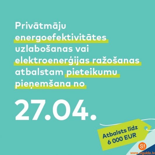 Pieteikšanās atbalsta programmā energoefektivitātes uzlabošanai
