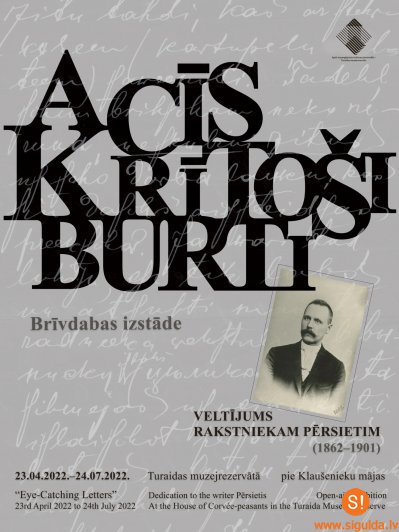 Brīvdabas izstāde “Acīs krītoši burti” Turaidas muzejrezervātā