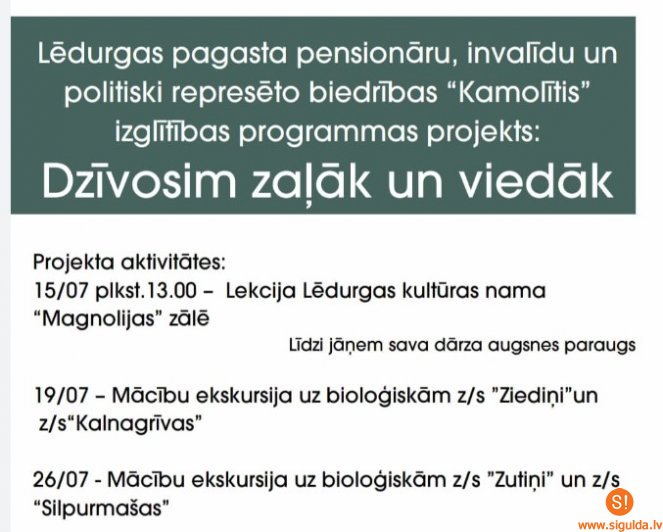 Biedrība “Kamolītis” aicina dzīvot zaļāk un viedāk