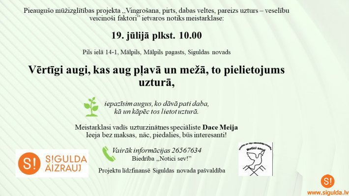 Mālpilī norisināsies vērtīgo dabas augu meistarklase