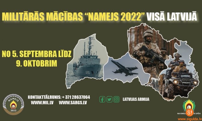 Latvijā notiks militāro mācību “Namejs 2022” rudens posms
