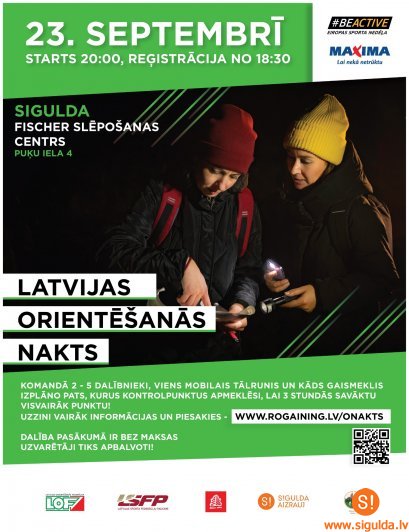 23. septembrī Siguldā norisināsies Latvijas orientēšanās nakts