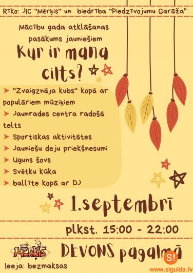 Jaunieši aicināti uz mācību gada atklāšanas pasākumu “Kur ir mana cilts?”