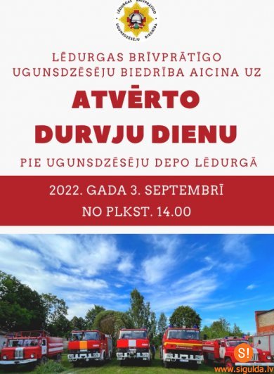 Lēdurgas Brīvprātīgo ugunsdzēsēju biedrība aicina uz atvērto durvju dienu