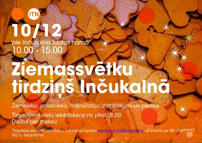 Inčukalnā notiks Ziemassvētku tirdziņš; aicina pieteikties tirgotājus