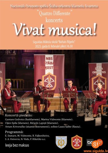 Notiks NBS Štāba orķestra klarnešu kvarteta “Quattro Differente” koncerts