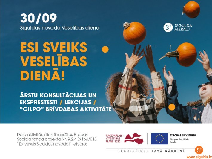 Ikviens aicināts apmeklēt Siguldas novada Veselības dienu