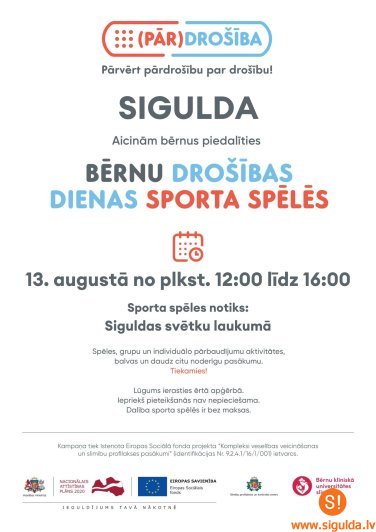 Siguldā norisināsies Bērnu drošības dienas sporta spēles
