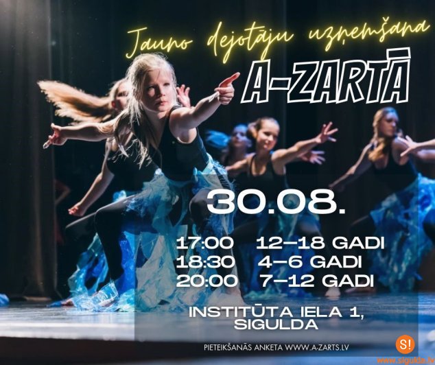 Deju grupa “A–Zarts” uzņem jaunus dalībniekus