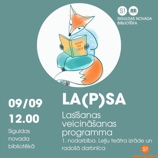 Siguldas novada bibliotēkā bērniem notiks lasītveicināšanas nodarbības