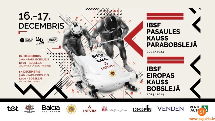 Sigulda uzņems Eiropas kausu bobslejā un Pasaules kausu parabobslejā