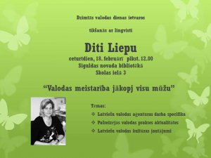 Dzimtās valodas dienā aicina uz tikšanos ar valodnieci Diti Liepu