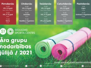 Jūlijā turpināsies Siguldas Sporta centra organizētās āra nodarbības