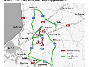 Uz autoceļa Inciems–Sigulda–Ķegums (P8) norisinās darbi vairākos posmos; aicina izvēlēties citus maršrutus