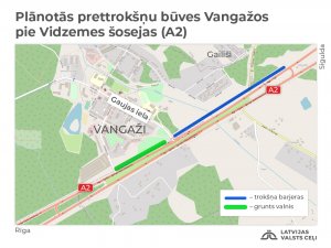 “Latvijas Valsts ceļi” gar A2 šoseju pie Vangažiem izbūvēs prettrokšņu risinājumu